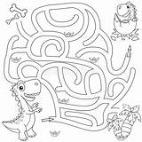 Maze Dinosaur Labyrinth Mazes Coloring sketch template
