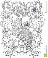 Coloriage Zentangle Vogel Bloemen Kleurende Illustartion Blumen Fleurs Oiseau Paon Farbtonseite Coloration Colorare Adulte Mandalas Disegno Uccello Volwassene Scarabocchio Adulti sketch template