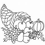 Fructe Colorat Planse Thanksgiving Cornucopia sketch template