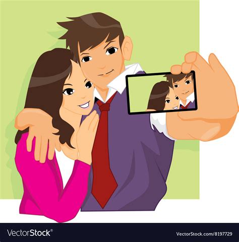 Romantic Love Couple Take A Selfie Royalty Free Vector Image