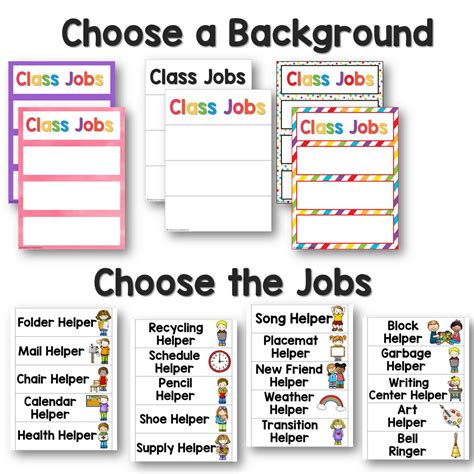 class jobs chart editable  customizable preschool job chart