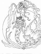 Coloring Siren Mermaid Mythical Colorear Mystical Mermaids Legend Sirenas Myth Sirens Mandalas Fairy Kleurplaat sketch template