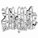 Coloring Pages Spring Colouring Fence Garden Color Flowers sketch template