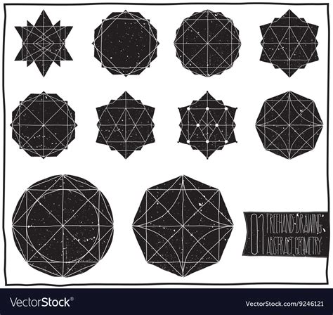 set  filled black geometric shapes  vector image