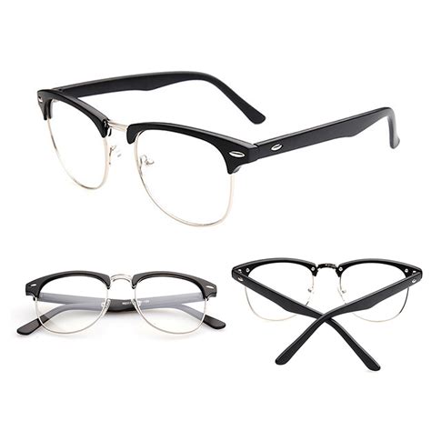 vintage half frame lens clear reading glasses geek eyewear eyeglasses