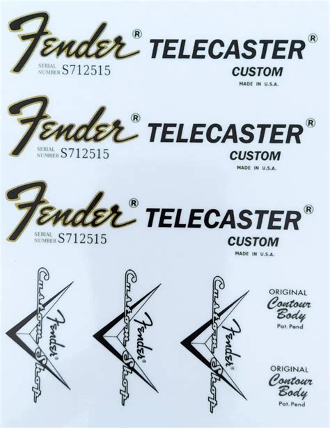 fender telecaster headstock logo sticker custom  etsy