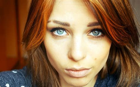 women redhead blue eyes lana branishti dyed hair wallpapers hd