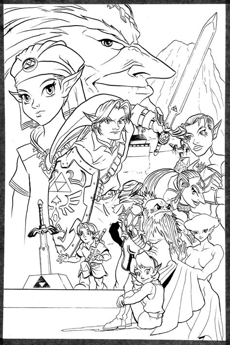 printable legend  zelda coloring pages