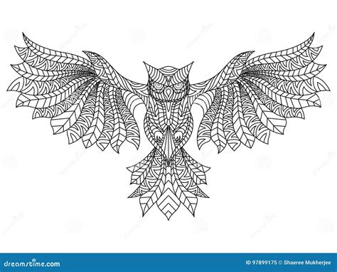 patterned owl coloring page stock illustration illustration