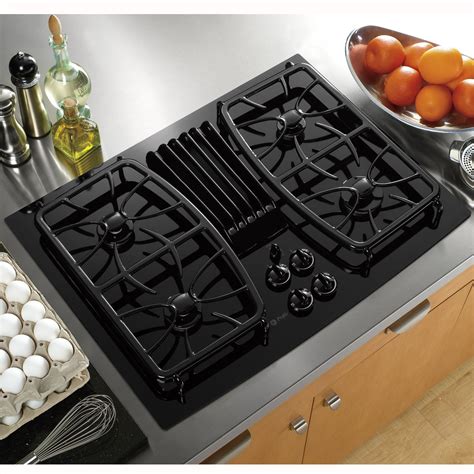 ge profile pgpdnbb  gas ceramic glass downdraft cooktop black sears outlet