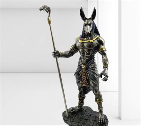 a unique ancient egyptian statue of anubis jackal god of afterlife and