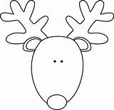 Reindeer Head Clipart Outline Face Clip Christmas Template Printable Deer Antlers Rudolph Coloring Drawing Cliparts Pages Eyes Silhouette Draw Google sketch template