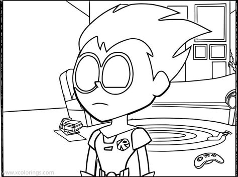 Teen Titans Go Coloring Pages Robin Closed Eyes
