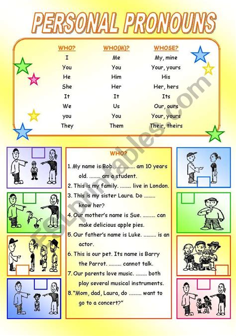 Personal Pronoun 1 Esl Worksheet By Piretraig