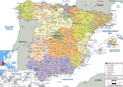 grande mapa politico  administrativo de espana  carreteras ciudades  aeropuertos espana