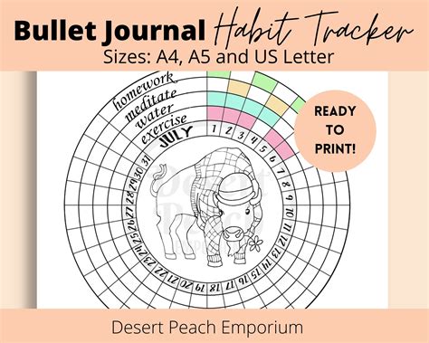 habit tracker printable coloring page bullet journal insert etsy uk