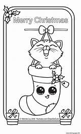 Coloring Cute Christmas Pages Draw So Card Kitten Printable Print Color Book sketch template