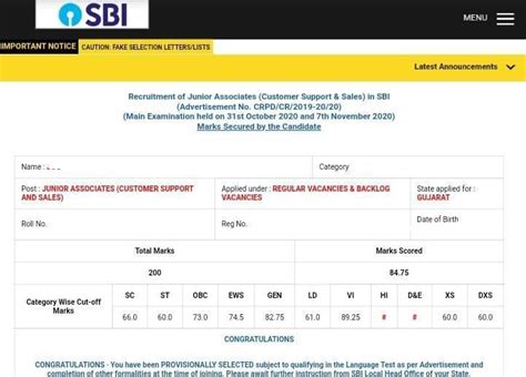 Sbi Clerk 2020 Mains Scorecard Released Check Details Here