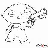 Stewie Gangster Griffin Coloring Sketch Step Paintingvalley sketch template