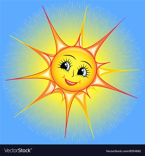 bright cartoon  smiling sun  royalty  vector image