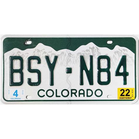 colorado bsy  authentic  license plates
