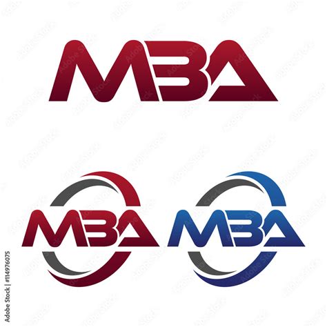 modern  letters initial logo vector swoosh red blue mba stock vector