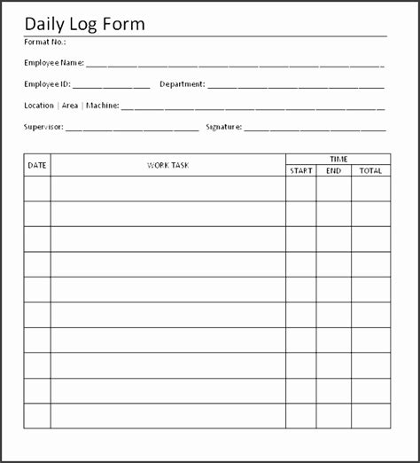 daily work log template  personal  sampletemplatess