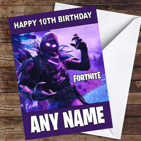 fortnite  raven personalised childrens birthday card  card zoo
