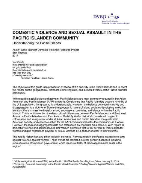 domestic violence and sexual assault in the pacific