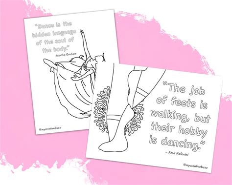 dancer quotes coloring page  pack dance studio printable etsy