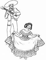 Mexican Coloring Pages Dress Girl Dancer Dancing Color Flamenco Drawing Dance Lady Culture Printable Traditional Mexico Costume Sheets Wearing Kids sketch template
