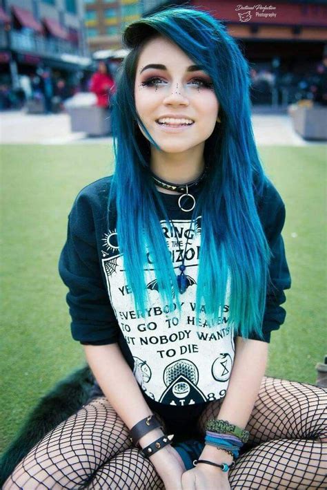 pin by victoria s art on people blue hair scene hair emo hair