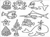 Coloring Animals Pages Ocean Sea Fish Animal Ecosystem Water Drawing Underwater Deep Life Creatures Plants Color Printable Scene Getdrawings Realistic sketch template