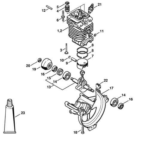 stihl fs  brushcutter fs  rx parts diagram cylinder engine pan