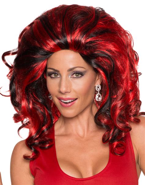 red and black anita cocktail drag queen big hair curly wig ebay