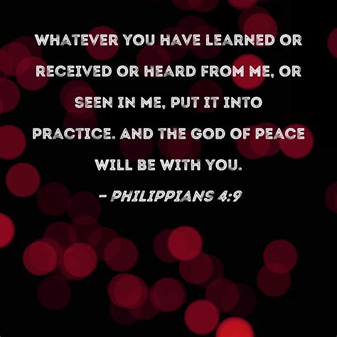 Philippians 4 9 Whatever You Have Learned Or Received Or Heard From Me