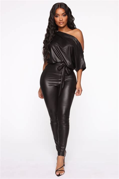 pu jumpsuit black fashion nova jumpsuit fashion leather jumpsuit black