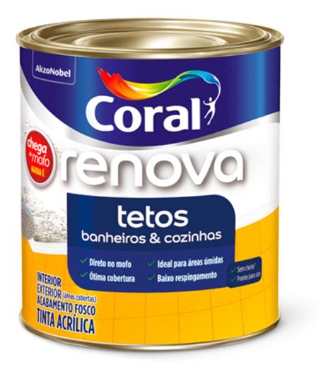 tinta  tetos renova ml antimofo branco coral mercadolivre