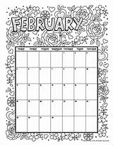 Calendar Coloring February Pages Printable Kids Flower Theme Feb Print 2021 Monthly Calender Template Woojr Months Jr Sheets Printables Activities sketch template