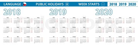 simple calendar template  czech     years week starts  monday stock