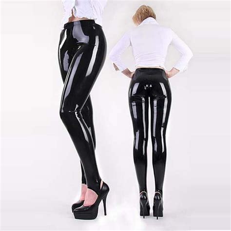 sex products latex catsuit women pvc tight pants black pu wet look