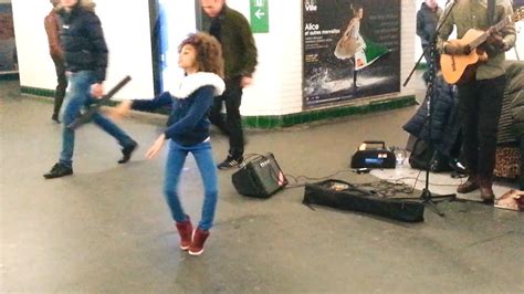 French Girl Dancing At The Metro Of Paris Youtube