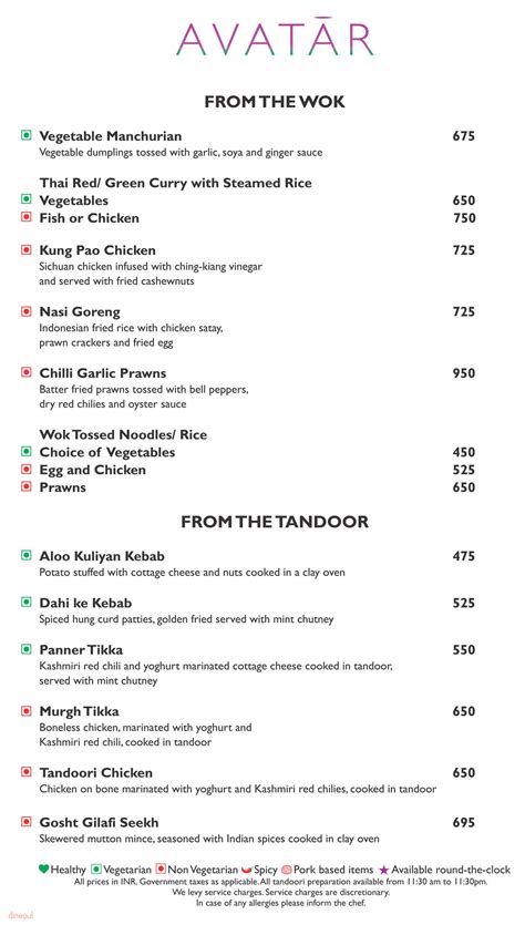 menu  avatar kaushambi ghaziabad dineout
