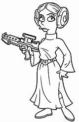 Coloring Leia sketch template