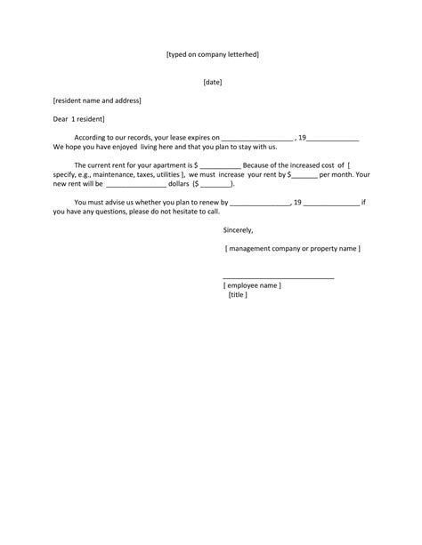 printable lease renewal letter templates word  sample landlord