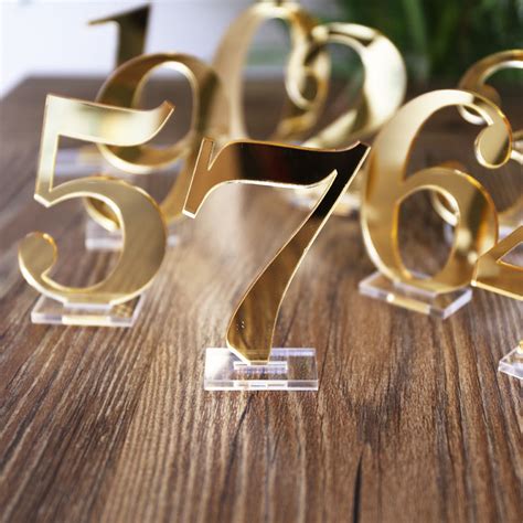 acrylic table numbers for wedding party or event gold or