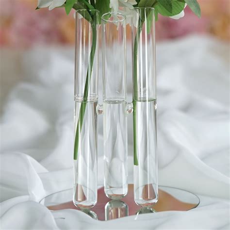 Set Of 2 3 Pcs Clear Glass Conjoined Test Tube Flower Vase Plant