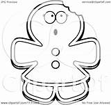 Surprised Mascot Gingerbread Woman Clipart Cartoon Thoman Cory Outlined Coloring Vector sketch template