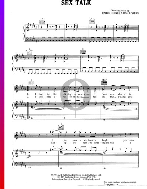 Sex Talk Sheet Music Piano Voice Guitar Pdf Download And Streaming