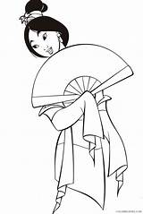 Mulan Coloring4free Coloring Pages Holding Fan Hand Related Posts sketch template